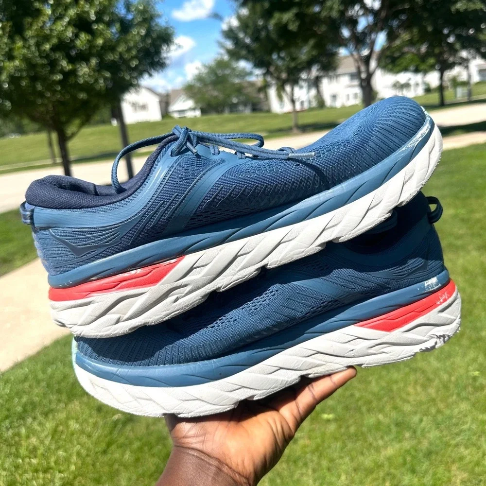 Hoka‎ Bondi 7 Men's Athletic Shoes Size 12.5 Blue Teal Running Shoes